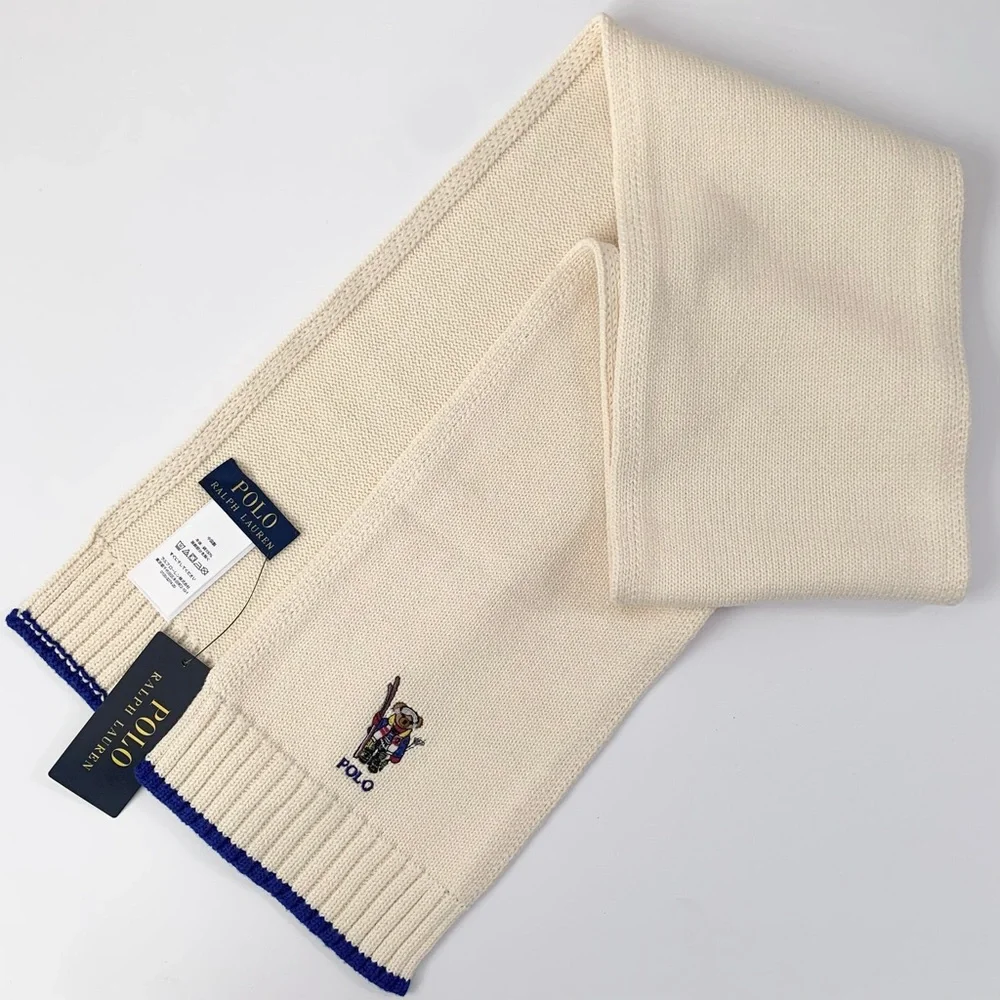 Hold Ralph Lauren polo bear embroidered scarf 100% cotton